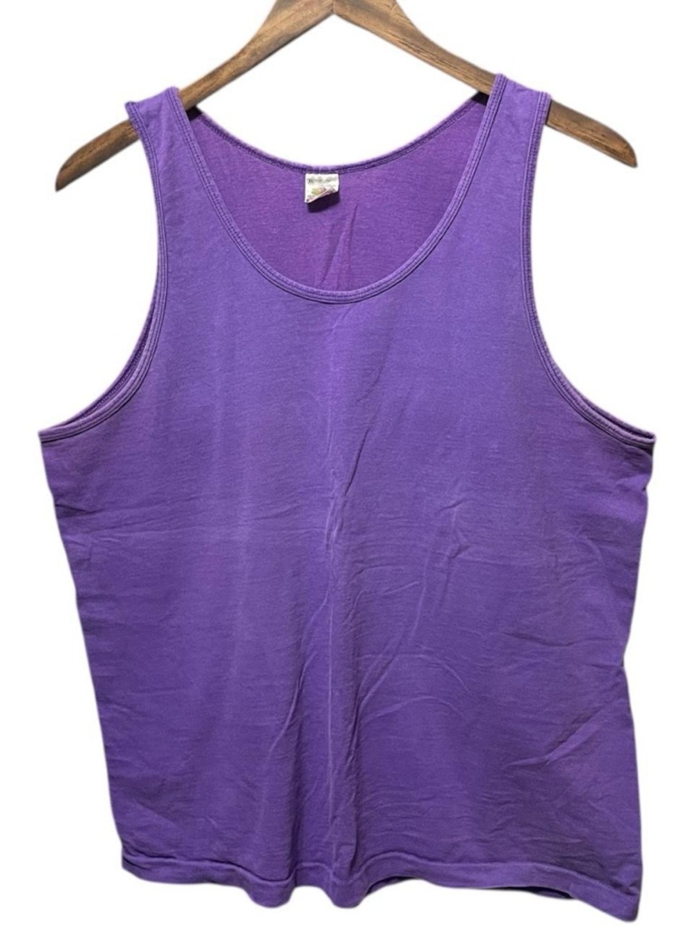 vintage 80s 90s plain blank purple made in USA sleeveless muscle shirt tank top - Picture 1 of 6